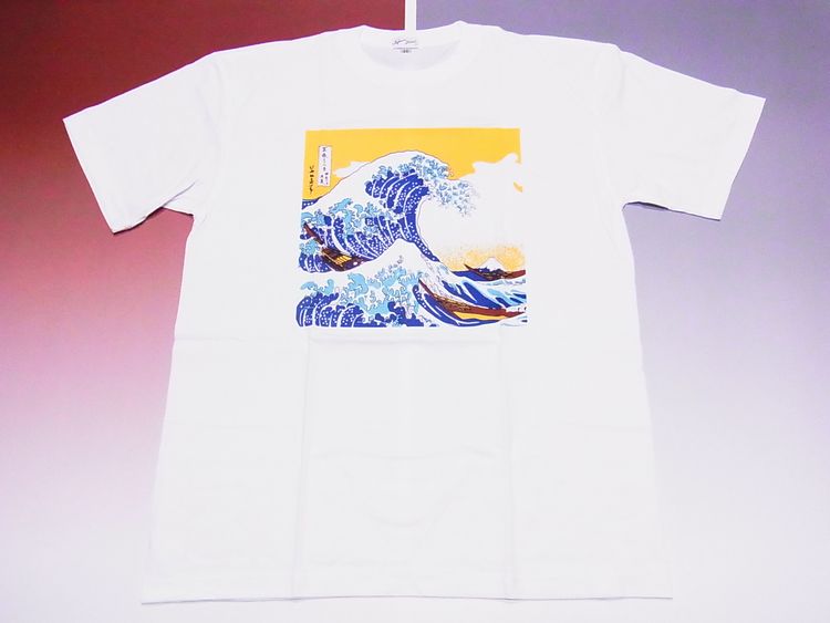 【日本のおみやげ】【ホームステイおみやげ】【日本土産】（漢字・和柄）◆和風Tシャツ【波】大人用（Ｓ～LL）白地