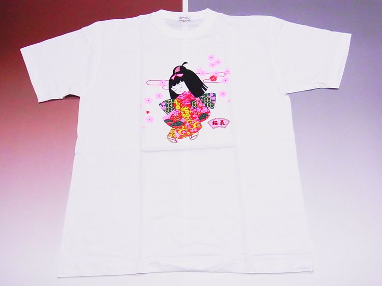 【ホームステイおみやげ】【日本土産】（漢字・和柄）◆和風Tシャツ【おさげ】子供用（80cm～150cm）白地