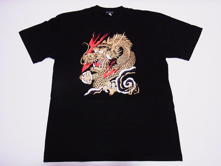 【ホームステイおみやげ】【日本土産】（漢字・和柄）◆和風Tシャツ【飛龍】子供用（80cm～150cm）黒地