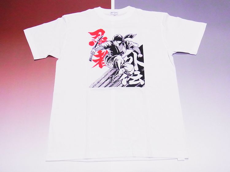 【ホームステイおみやげ】【日本土産】（漢字・和柄）◆和風Tシャツ【忍者】子供用（100cm～150cm）白地
