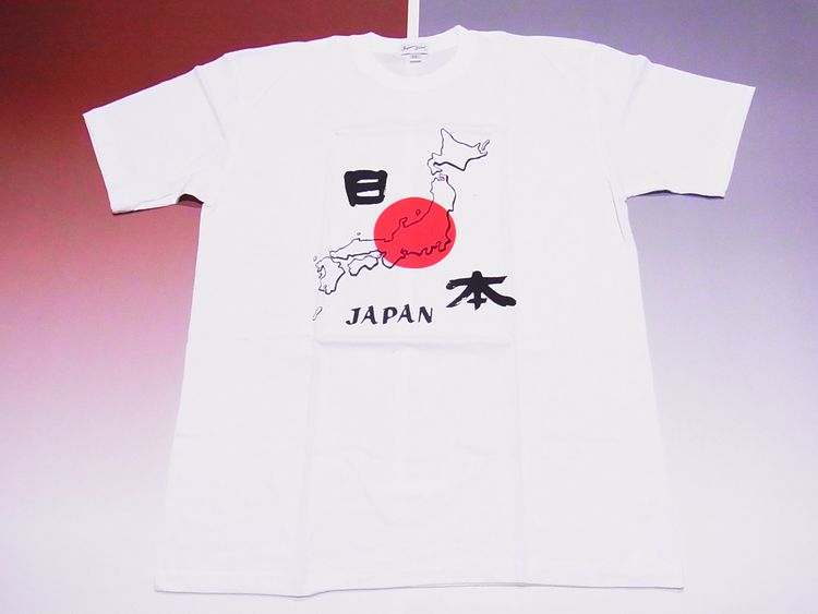 【ホームステイおみやげ】【日本土産】（漢字・和柄）◆和風Tシャツ【地図日本】子供用（100cm～150cm）白地