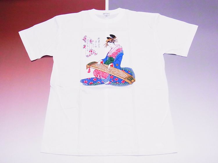 【日本のおみやげ】【ホームステイおみやげ】【日本土産】（漢字・和柄）◆和風Tシャツ【琴美人】大人用（M～3L）白地