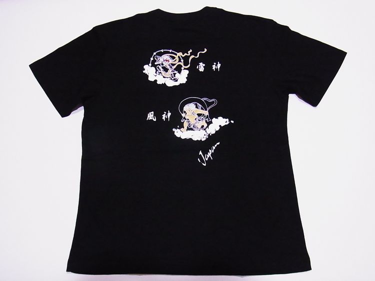 【日本土産】（漢字・和柄）◆和風Tシャツ【風神雷神】大人用（M～LL）黒地バックプリント