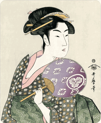 【日本のおみやげ】◆マウスパッド【団扇をもつおひさ】