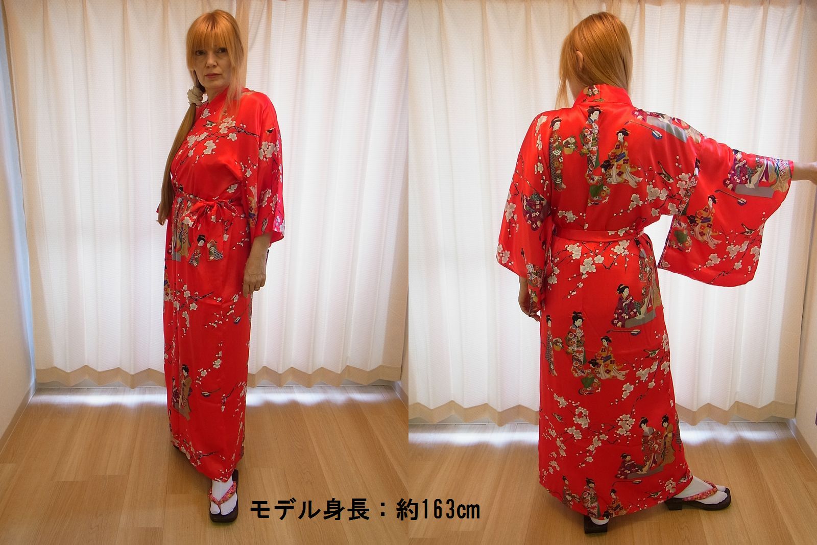 【日本のおみやげ】◆外国人向け着物【立姿】女性用（フリーサイズ）