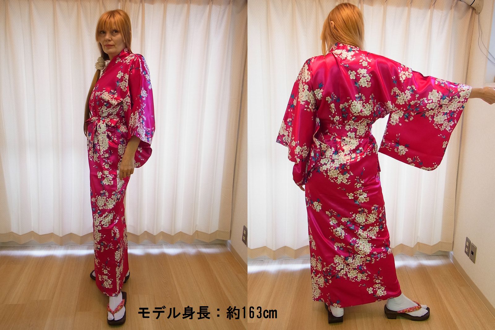 【日本のおみやげ】◆外国人向け着物【新桜】女性用（フリーサイズ）