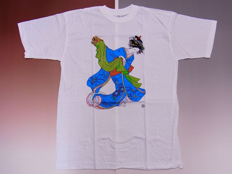 【日本のおみやげ】【ホームステイおみやげ】【日本土産】（漢字・和柄）◆和風Tシャツ【獅子舞】大人用（M）白地