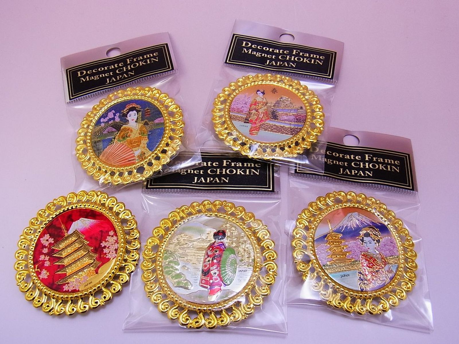 【40%OFF/大特価/在庫処分品】【日本のおみやげ】◆ニュー彫金グッズ【デコレートマグネット】（5個セット）