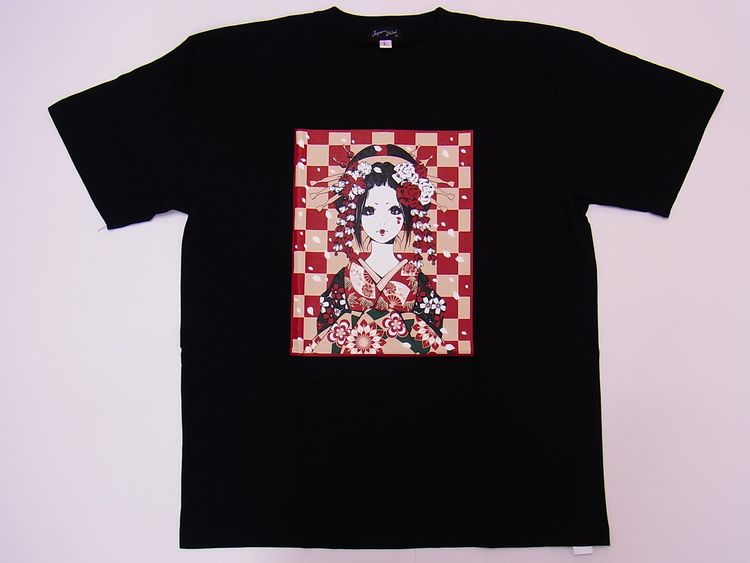 【日本のおみやげ】【ホームステイおみやげ】【日本土産】（漢字・和柄）◆和風Tシャツ【おいらん】大人用（M～LL）黒地