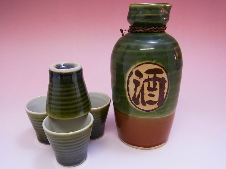 【日本のお土産】◆オリベ源三4客酒器セット【日本美陶】