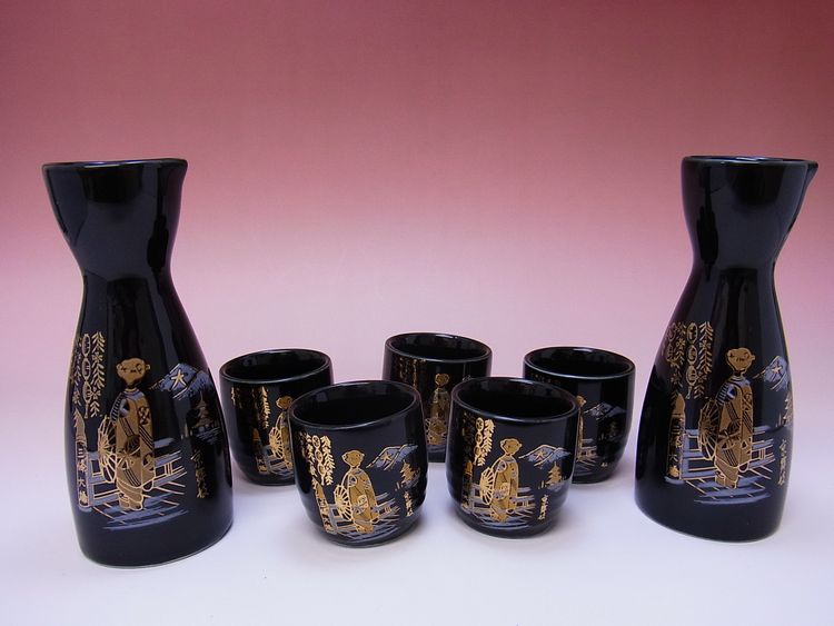 【日本のお土産】◆金舞妓5客酒器セット【日本美陶】