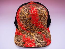 【日本のおみやげ】◆和風キャップ【金襴金桜/黒】メッシュタイプ