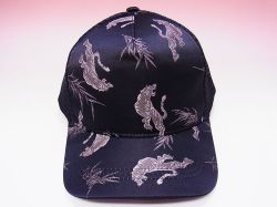 【日本のおみやげ】◆和風キャップ【金襴竹虎】メッシュタイプ