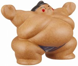 【日本のおみやげ】◆大入相撲人形【仕切り】ストライプ模様|黒箱入り