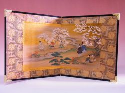 【日本のおみやげ】◆屏風 小二曲（観桜）高級化粧箱入