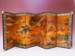 【日本のおみやげ】◆屏風 六曲（源氏物語紅葉）高級化粧箱入