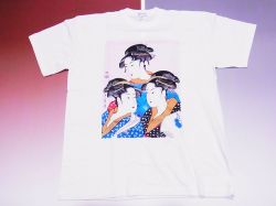 【日本のおみやげ】【ホームステイおみやげ】【日本土産】（漢字・和柄）◆和風Tシャツ【三美人】大人用（M～LL）白地