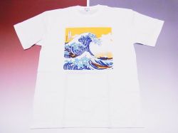 【日本のおみやげ】【ホームステイおみやげ】【日本土産】（漢字・和柄）◆和風Tシャツ【波】大人用（Ｓ～LL）白地