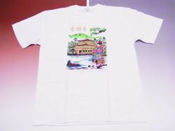 【日本のおみやげ】【ホームステイおみやげ】【日本土産】（漢字・和柄）◆和風Tシャツ【金閣舞妓】大人用（S～3L）白地
