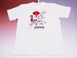 【日本のおみやげ】【ホームステイおみやげ】【日本土産】（漢字・和柄）◆和風Tシャツ【地図舞妓】大人用（S～3L）白地