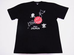 【ホームステイおみやげ】【日本土産】（漢字・和柄）◆和風Tシャツ【地図東京】子供用（100cm～150cm）黒地