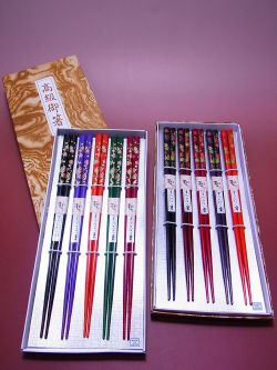 【日本のおみやげ】◆日本のお箸【若狭塗】トムソン箱入5膳セット