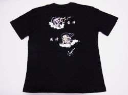 【日本土産】（漢字・和柄）◆和風Tシャツ【風神雷神】大人用（M～LL）黒地バックプリント