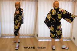 【日本のおみやげ】◆外国人向けハッピローブ【金鶴】女性用（フリーサイズ）