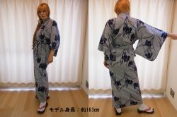 【日本のおみやげ】◆外国人向け浴衣【縞あやめ】女性用（S～LL）