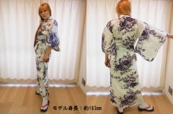 【日本のおみやげ】◆外国人向け浴衣【牡丹桜】女性用（S～L）