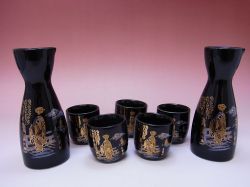 【日本のお土産】◆金舞妓5客酒器セット【日本美陶】