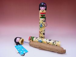 【日本のおみやげ】◆新こけし型折畳傘【全5色有】イエロー