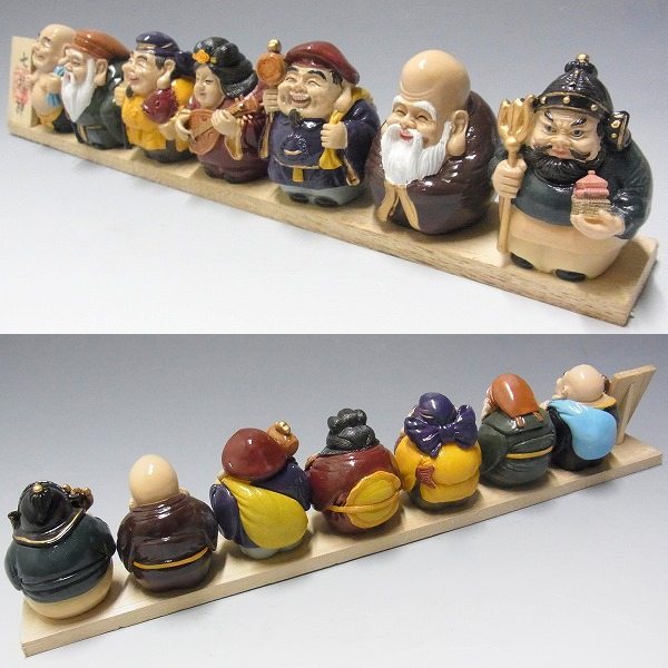 日本のおみやげ】縁起物◇開運七福神【木台付】