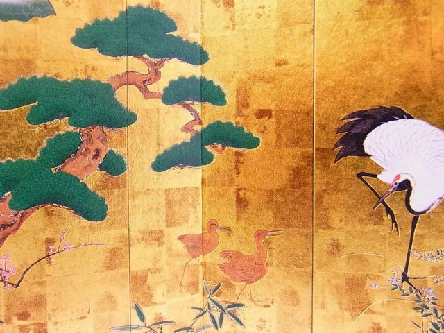 日本のおみやげ】◇屏風 小二曲（松に鶴）高級化粧箱入