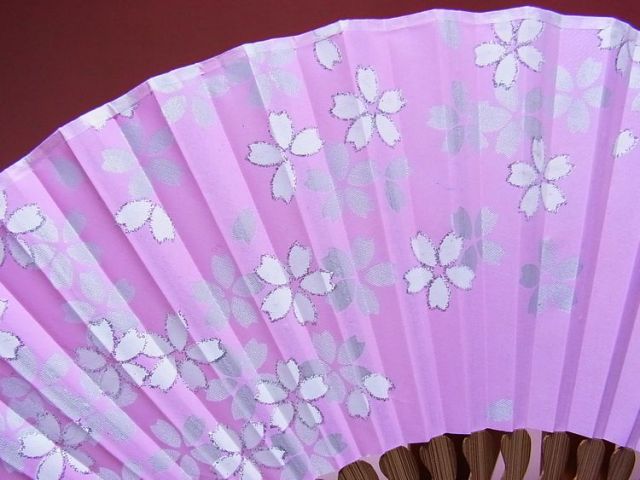 日本のおみやげ】◇絹扇子【桜】（ピンク）「掛扇別売り」