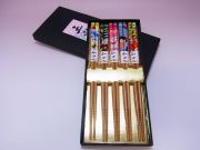 【日本のおみやげ】◆スス竹製/和の心【五彩箸】【縁起物】黒貼り箱入5膳セット
