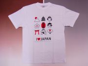 【日本のおみやげ】【ホームステイおみやげ】【日本土産】（漢字・和柄）◆和風Tシャツ【イラストJAPAN】大人用（M～LL）白地