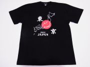 【ホームステイおみやげ】【日本土産】（漢字・和柄）◆和風Tシャツ【地図東京】子供用（100cm～150cm）黒地