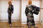 【日本のおみやげ】◆外国人向け着物【梅牡丹】女性用（フリーサイズ）