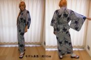【日本のおみやげ】◆外国人向け浴衣【縞あやめ】女性用（S～LL）