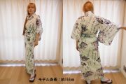 【日本のおみやげ】◆外国人向け浴衣【扇面文字】女性用（S～L）