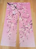 【日本のおみやげ】日本の創作のれん【しだれ桜】【ロング丈】※上部にに棒を通す輪があります。