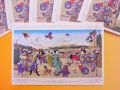 【日本のおみやげ】ポストカード【元旦之図/木版レプリカ】（バラ単品）透明OPP袋入り