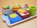 【日本のおみやげ】◆おもしろ消しゴム【お食事】ブリスターパックプラスチック製トレイ付