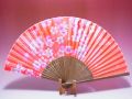 【日本のおみやげ】◆絹扇子【桜】（オレンジ）「掛扇別売り」
