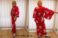 【日本のおみやげ】◆外国人向け浴衣【福寿・赤】女性用（S～LL）