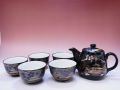 【日本のおみやげ】 ◆黒花名所【茶器6点】茶器セット