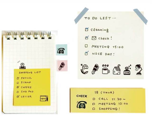 様々な大きさの付箋に使えるエリックエンドレススタンプ