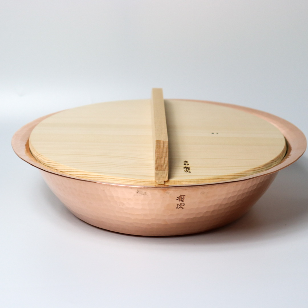 京都有次　銅製すき焼き鍋 特注品　直径27cm 銅にしき鍋（大）27cm（3L）木蓋付き 庖丁 包丁 料理 調理