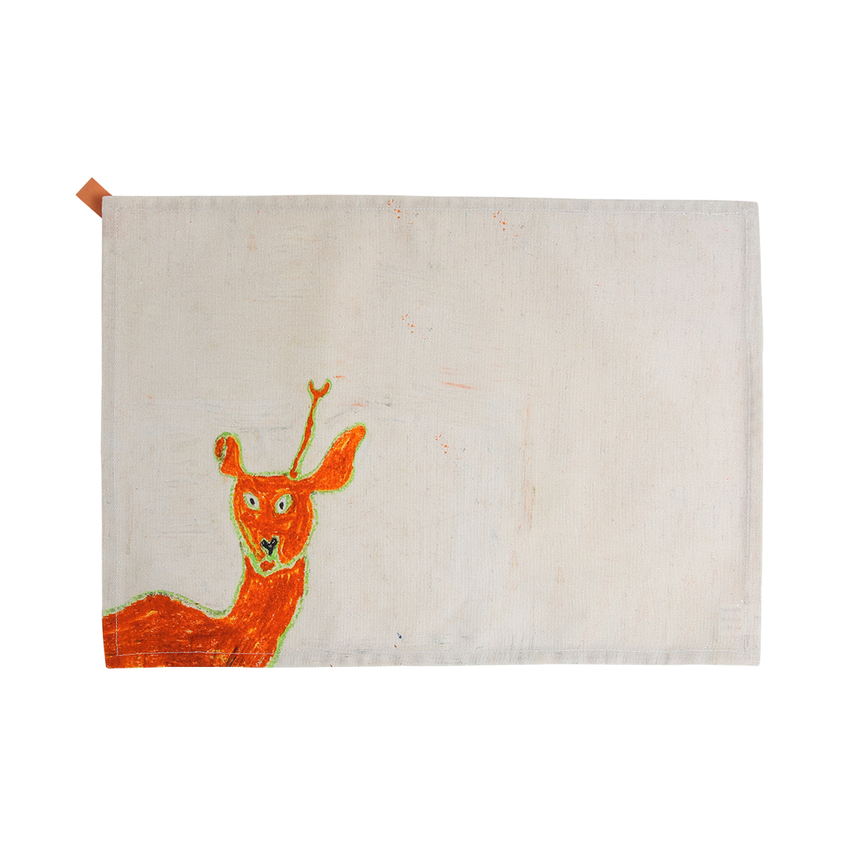 KRM04-03／キッチンクロス／「鹿一本角」小笹逸男／【2枚までゆうパケット可】